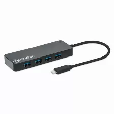 Hub Manhattan, 7 Puertos, Cable 0.15 M, Velocidad 5000 Mbit/s, Usb A, 5 Gbps, Color Negro