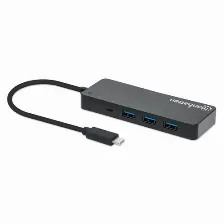 Hub Manhattan, 7 Puertos, Cable 0.15 M, Velocidad 5000 Mbit/s, Usb A, 5 Gbps, Color Negro