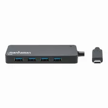 Hub Manhattan, 7 Puertos, Cable 0.15 M, Velocidad 5000 Mbit/s, Usb A, 5 Gbps, Color Negro