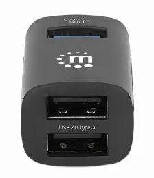 Hub Manhattan, 3 Puertos, Velocidad 5000 Mbit/s, Usb 3.2 Gen 1, Tipo C, 2 Usb A, 1 Usb 2.0, 480 Mbps, Color Negro