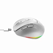 Mouse Ergonomico Genius Ergo 9000s Pro, Inalambrico 2.4ghz, Recargable Usb-c, Rgb, 6 Botones, Blanco