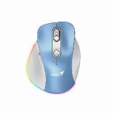 Mouse Ergonomico Genius Ergo 9000s Pro, Inalambrico, Recargable, Usb-c, Rgb,color Azul/gris