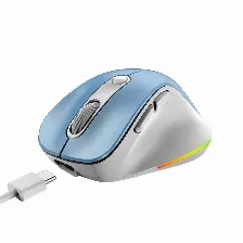 Mouse Ergonomico Genius Ergo 9000s Pro, Inalambrico, Recargable, Usb-c, Rgb,color Azul/gris