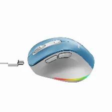 Mouse Ergonomico Genius Ergo 9000s Pro, Inalambrico, Recargable, Usb-c, Rgb,color Azul/gris