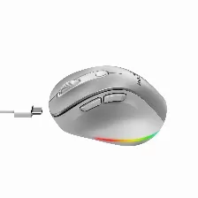 Mouse Ergonomico Genius Ergo 9000s Pro, Inalambricoz, Recargable, Usb-c, Rgb, 6 Botones, Color Gris/blanco