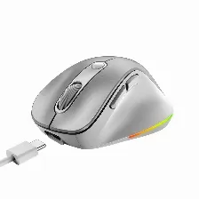 Mouse Ergonomico Genius Ergo 9000s Pro, Inalambricoz, Recargable, Usb-c, Rgb, 6 Botones, Color Gris/blanco