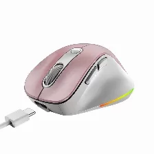 Mouse Ergonomico Genius Ergo 9000s Pro, Inalambrico, Recargable, Usb-c, Rgb, 6 Botones, Color Rosa/gris