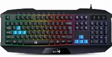 Teclado Usb Gaming Genius Scorpion K215, Retroilumindado, 10 Teclas Multimedia, Resistente A Liquidos