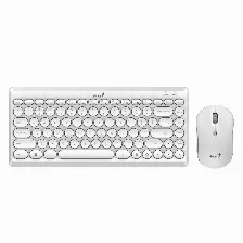 Kit De Teclado Y Mouse Genius Luxemate Q8000, Inalambrico, 2.4 Ghz, 12 Teclas, Espanol, Blanco