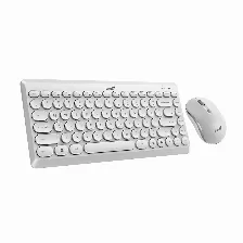 Kit De Teclado Y Mouse Genius Luxemate Q8000, Inalambrico, 2.4 Ghz, 12 Teclas, Espanol, Blanco