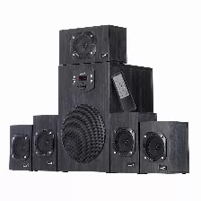 Bocinas Genius Sw-hf5.1 4500 Ii, 125w, 6 Piezas, Sonido 5.1, Acabado Tipo Madera Negro