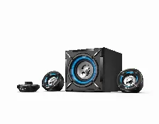 Bocinas Genius Sw-g2.1 1000 Con Subwoofer, 26w Rms, Conectividad De Audio 3.5mm, Rca, Incluye Control, Negro