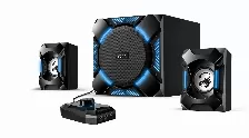 Bocinas Genius Gx Gaming Sw-g2.1 1200 Con Subwoofer, Conectividad De Audio 3.5mm De 1.5m, 36w Rms, Negro