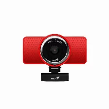 Camara Web Genius Ecam 8000, Fhd 1080p, Microfono, Clip Para Monitor, Usb, Rojo