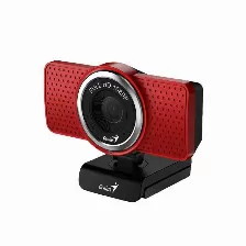 Camara Web Genius Ecam 8000, Fhd 1080p, Microfono, Clip Para Monitor, Usb, Rojo