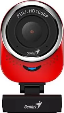 Camara Web Genius Qcam 6000, Full Hd, 1080p, Audio/microfono, Rotacion 360/180, Negro, Rojo