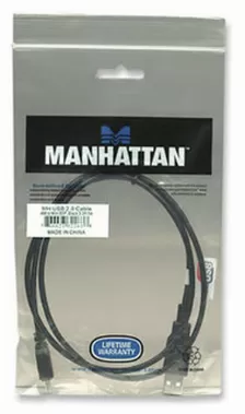 Cable Usb Manhattan 1m Usb Cable Transferencia De Datos 480 Mbit/s, Color Negro