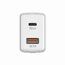 Cargador Genius Pd-20ac, 1 X Usb Tipo-c, 1 Puerto Usb-a 3.0, 20w, Color Blanco