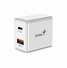 Cargador Genius Pd-20acp, 20w, 1x Usb-c, 1x Usb-a, Incluye Cable Usb Tipoc A Tipo-c, Color Blanco