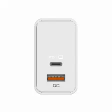 Cargador Genius Pd-65ac, 65w, 1x Usb-c, 1x Usb-a, Blanco