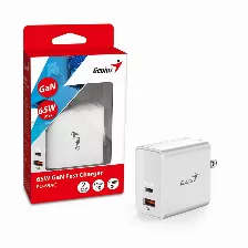 Cargador Genius Pd-65ac, 65w, 1x Usb-c, 1x Usb-a, Blanco