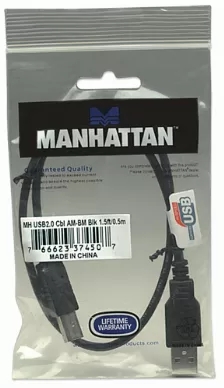 Cable Usb Manhattan 0.5m Usb 2.0 A M/b M Usb A A Usb B, 0,5 M, Negro