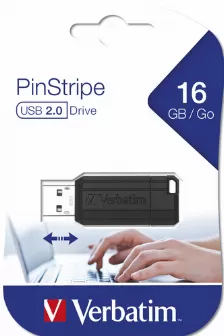 Memoria Usb Verbatim Pinstripe 16 Gb Usb Tipo A, 2.0, Color Negro