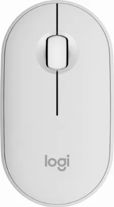 Mouse Logitech Pebble Mouse 2 M350s óptico, 3 Botones, 4000 Dpi, Interfaz Rf Inalámbrico + Bluetooth, 10 M, Batería Aa, Color Blanco