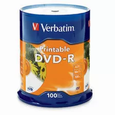 Disco Dvd-r Imprimible Con Inyeccia³n De Tinta 95153 Verbatim Torre 100 Piezas, 4.7gb/ 16x