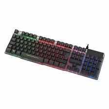 Teclado Acteck Led Aurean Ii Ta220g Alámbrico, Conexión Usb, Color Negro, Cable De 1.45 M