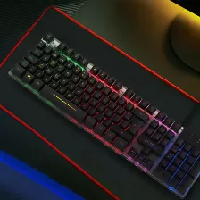 Teclado Acteck Led Aurean Ii Ta220g Alámbrico, Conexión Usb, Color Negro, Cable De 1.45 M