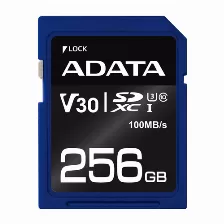 Memoria Sdxc Adata 256gb, Cl10, V30, Uhd, 4k, 100mbps, Negro/azul (asdx256gui3v30s-r)