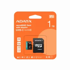 Memoria Adata Micro Sd, 1 Tb, Velocidad 100 Mb/s, Clase 10, 4k, C/adaptador, Color Negro