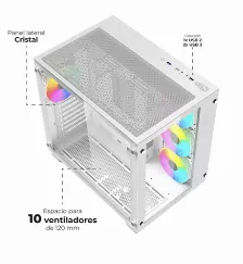 Gabinete Ank Pro Gm93 Escritorio Pc, Soporta Atx, Micro Atx, Mini-atx,blanco, Rgb Si, Fuente De Alimentacion No, Ventiladores Traseros 1x 120 Mm.