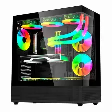 Gabinete Balam Rush Tank Super 9200 Tb Midi Tower, Pc, Soporta Atx, Itx, Micro Atx, Color Negro, Ventana Lateral Si, Iluminación Si, Fuente De Alimentación No, Ventiladores Traseros 1x 120 Mm, 1 X Usb 3.2, 1 X Usb 2.0