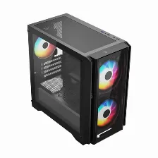 Gabinete Balam Rush Carbono Crystal 4000c Mini Tower, Pc, Soporta Micro Atx, Mini-itx, Color Negro, Ventana Lateral Si, Rgb Si, Fuente De Alimentación No, Ventiladores Traseros 1x 120 Mm, 1 X Usb 3.2, 1 X Usb 2.0