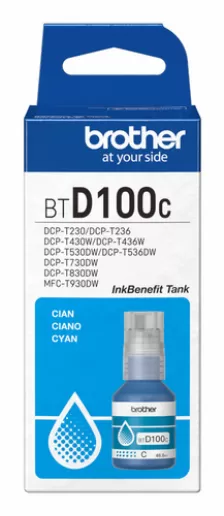 Botella De Tinta Brother Cian Btd100c, 48.8 Ml, Inkbenefit Tank, Original