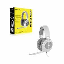 Diadema Gaming Corsair Hs55 Stereo, Microfono Boom, Alambrico, Conector De 3.5 Mm, Color Blanco