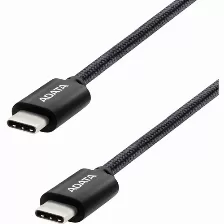 Cable Adata Usb Tipo C - Usb Tipo C. Conector Reversible Tipo C, Potencia Mã¡xima De Salida De 100 W, Tejido De Nailon, (1 M De Longitud). Color Negro. Ca