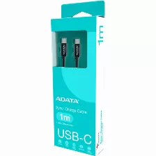 Cable Adata Usb Tipo C - Usb Tipo C. Conector Reversible Tipo C, Potencia Mã¡xima De Salida De 100 W, Tejido De Nailon, (1 M De Longitud). Color Negro. Ca