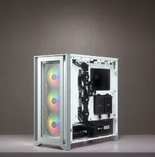 Gabinete Pc Corsair Icue 4000x Rgb Midi Tower Soporta T Madre Atx, Ventana Lateral Ventiladores Frontales 3x 120 Mm Color Blanco Sin Fuente De Poder