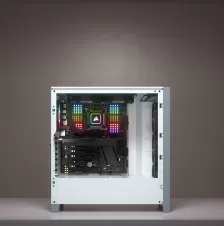 Gabinete Pc Corsair Icue 4000x Rgb Midi Tower Soporta T Madre Atx, Ventana Lateral Ventiladores Frontales 3x 120 Mm Color Blanco Sin Fuente De Poder