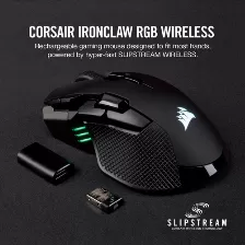 Mouse Gaming Corsair Ironclaw Rgb Wireless, 18000dpi, Bluetooth, Sensor Optico Custom Pixart, 10 Botones Programables, Omron