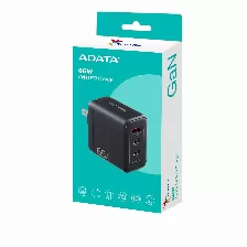 Cargador De Pared Adata Gan Usb Charger, 65 W, 2x Puerto Usb Tipo C, 1x Puerto Usb A, Enchufe Plegable, Color Negro