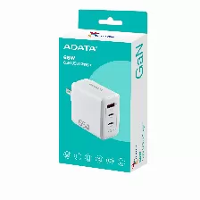 Cargador De Pared Adata Gan Usb Charger, 65 W, 2x Puerto Usb Tipo C, 1x Puerto Usb A, Enchufe Plegable, Color Blanco