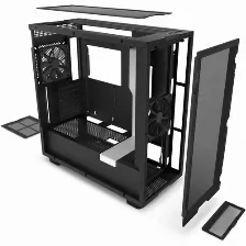 Gabinete Nzxt H7 Flow Midi Tower, Pc, Soporta Atx, Eatx, Micro Atx, Mini-itx, 7 Ranuras De Expansión, Color Negro, Blanco, Ventana Lateral Si, Fuente De Alimentación No, Ventiladores Frontales 1x 120 Mm, Ventiladores Traseros 1x 120 Mm, 2 X Usb 3.2