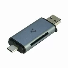 Lector De Memorias Vorago Cr-350, Lector Para Sd Y Micro Sd, Conexion Usb-a, Usb-c, 5 Gbps, Gris