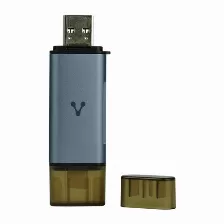 Lector De Memorias Vorago Cr-350, Lector Para Sd Y Micro Sd, Conexion Usb-a, Usb-c, 5 Gbps, Gris