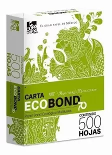 Papel Cortado Ecobond 70 Tamano Carta, 95% Blancura, 500 Hojas