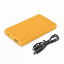 Power Bank Getttech Gbn-e5kcs-01 5000 Mah, Universal, Fuente De Carga Usb, Color Amarillo, Soporta 2 Dispositivo(s)